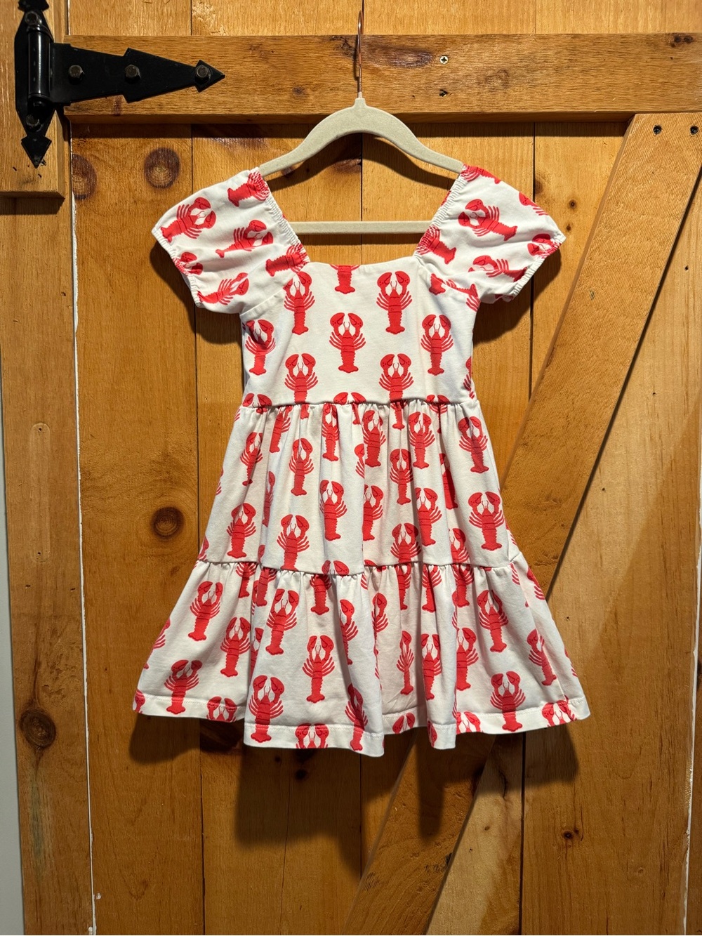 Monica+Andy Girls White Dress with Red Lobster Print, 3T